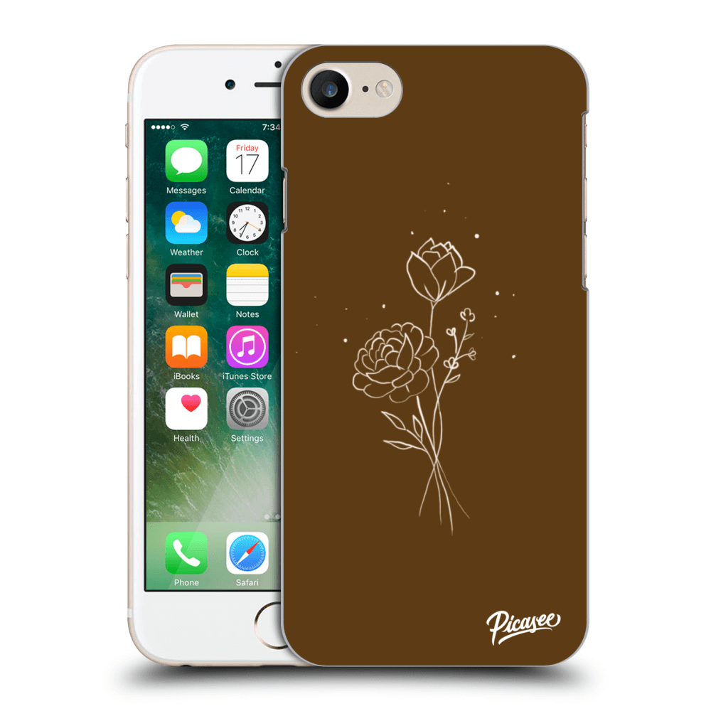 Picasee silikonowe przeźroczyste etui na Apple iPhone 8 - Brown flowers