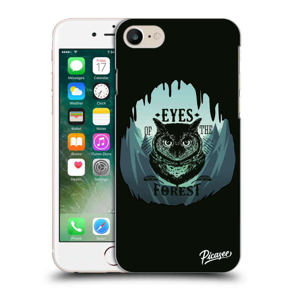 Picasee silikonowe czarne etui na Apple iPhone 8 - Forest owl