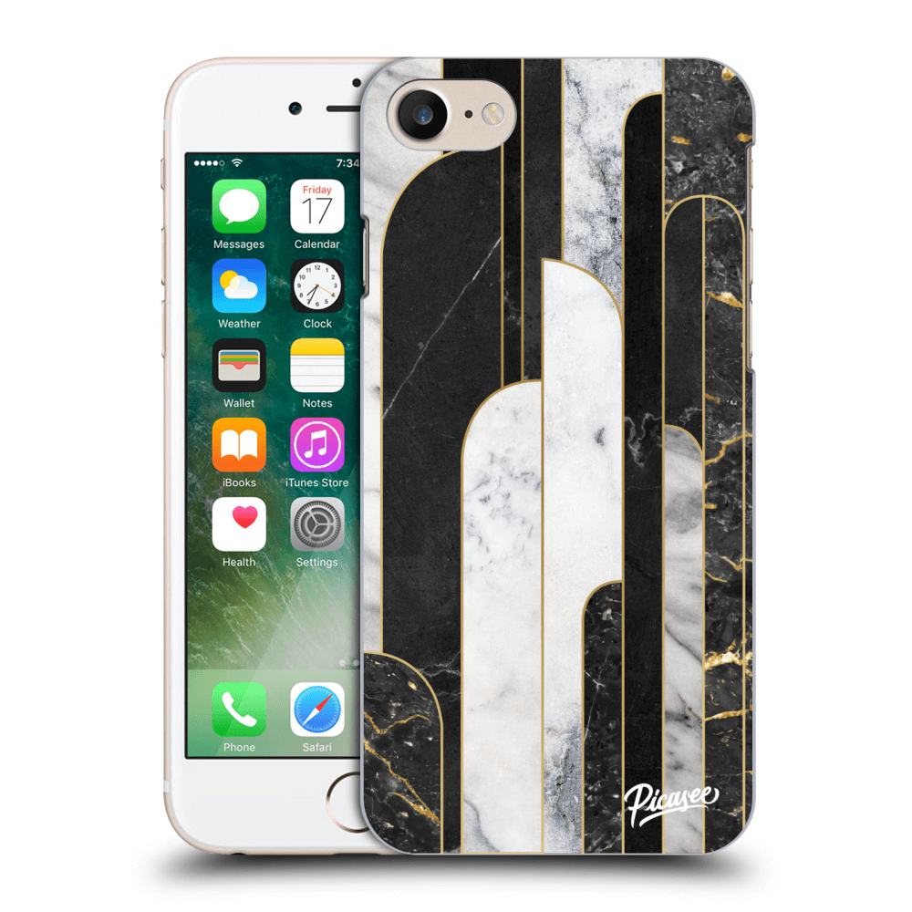 Picasee silikonowe czarne etui na Apple iPhone 8 - Black & White tile