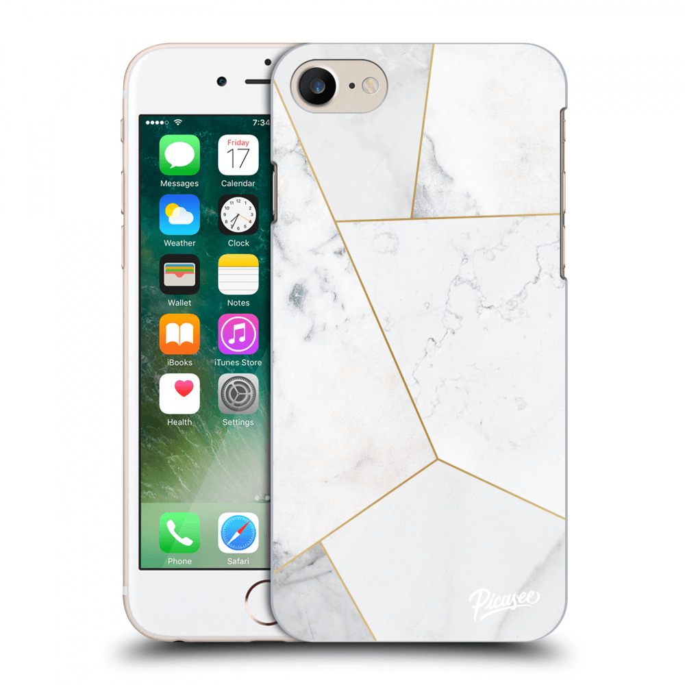 Picasee silikonowe przeźroczyste etui na Apple iPhone 8 - White tile