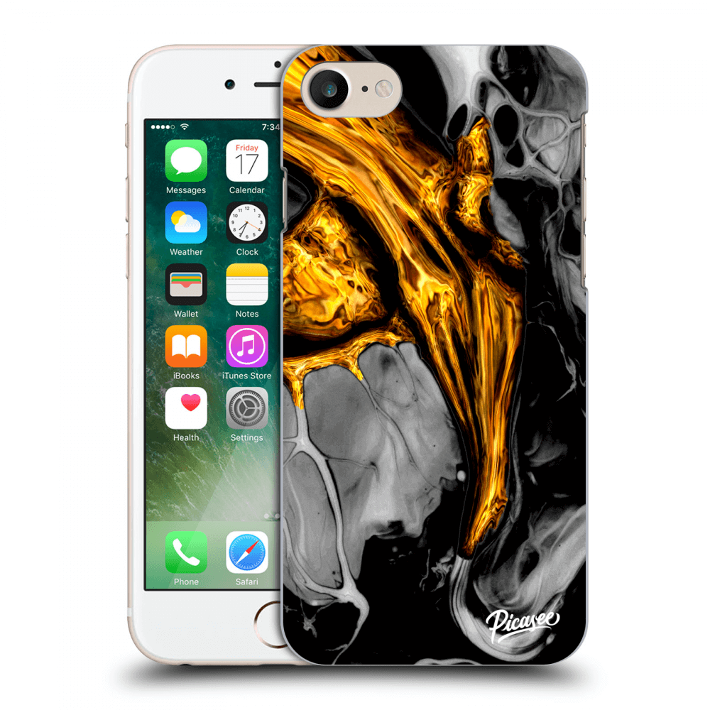 Picasee silikonowe przeźroczyste etui na Apple iPhone 8 - Black Gold