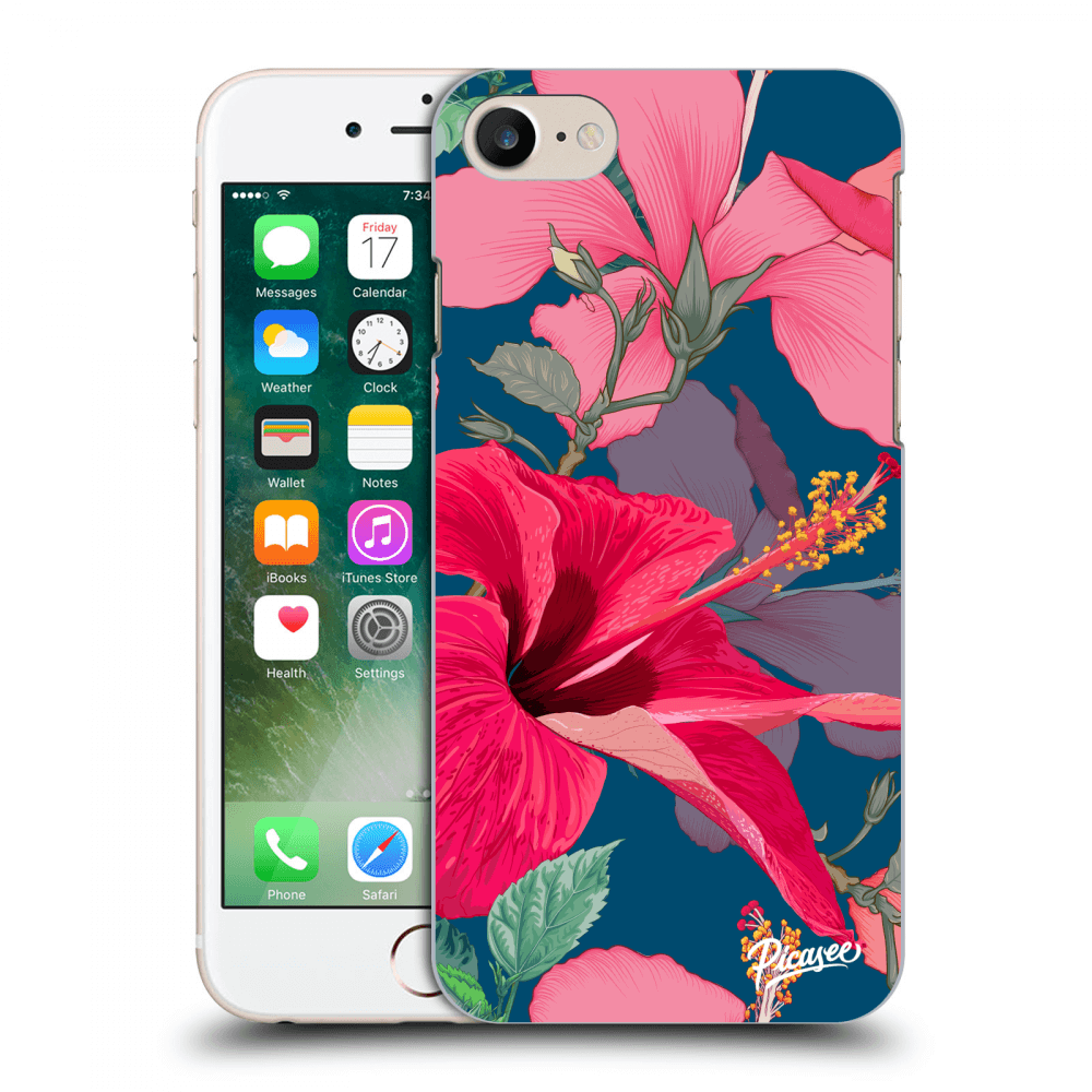 Picasee silikonowe przeźroczyste etui na Apple iPhone 8 - Hibiscus