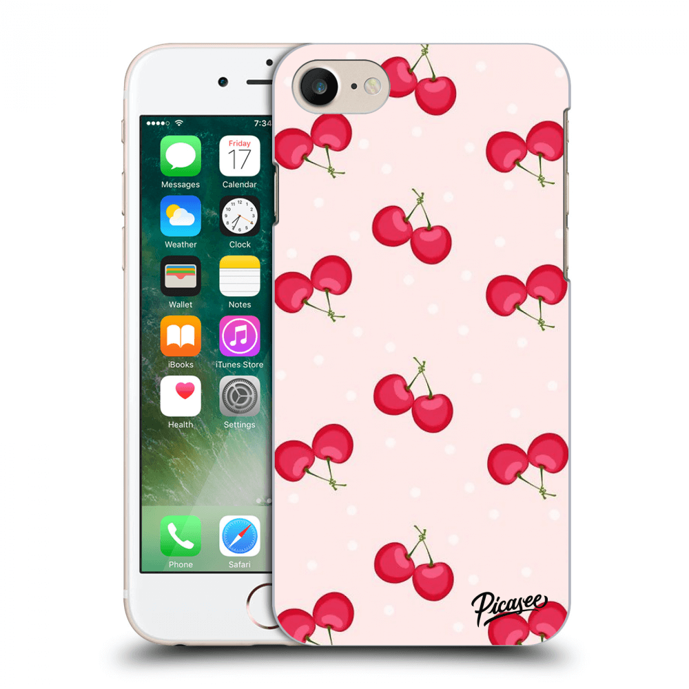 Picasee silikonowe czarne etui na Apple iPhone 8 - Cherries