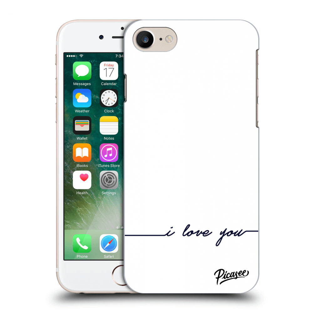Picasee silikonowe przeźroczyste etui na Apple iPhone 8 - I love you