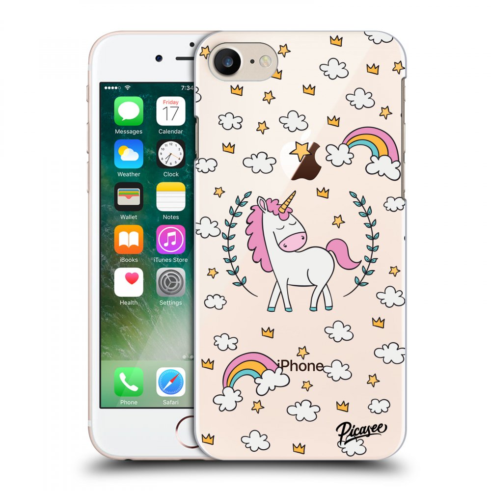 Picasee silikonowe przeźroczyste etui na Apple iPhone 8 - Unicorn star heaven
