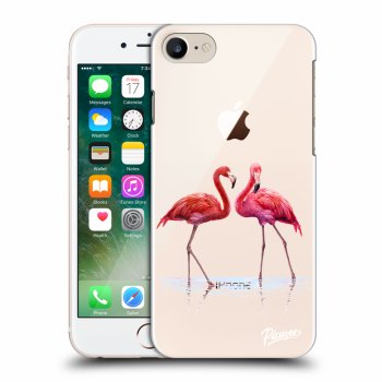Picasee silikonowe przeźroczyste etui na Apple iPhone 8 - Flamingos couple