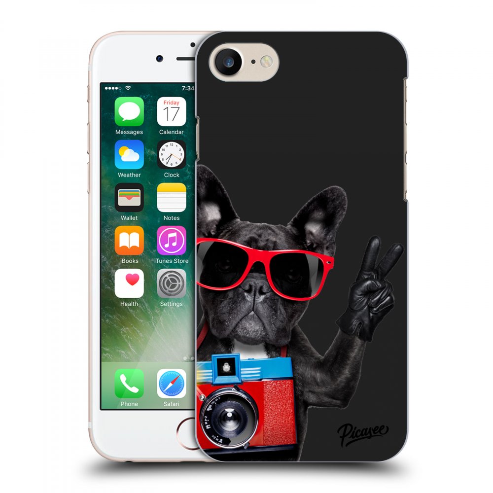 Picasee silikonowe czarne etui na Apple iPhone 8 - French Bulldog
