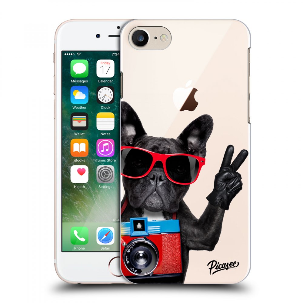 Picasee silikonowe przeźroczyste etui na Apple iPhone 8 - French Bulldog