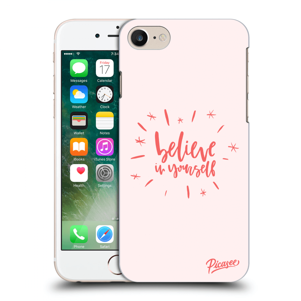 Picasee silikonowe czarne etui na Apple iPhone 8 - Believe in yourself