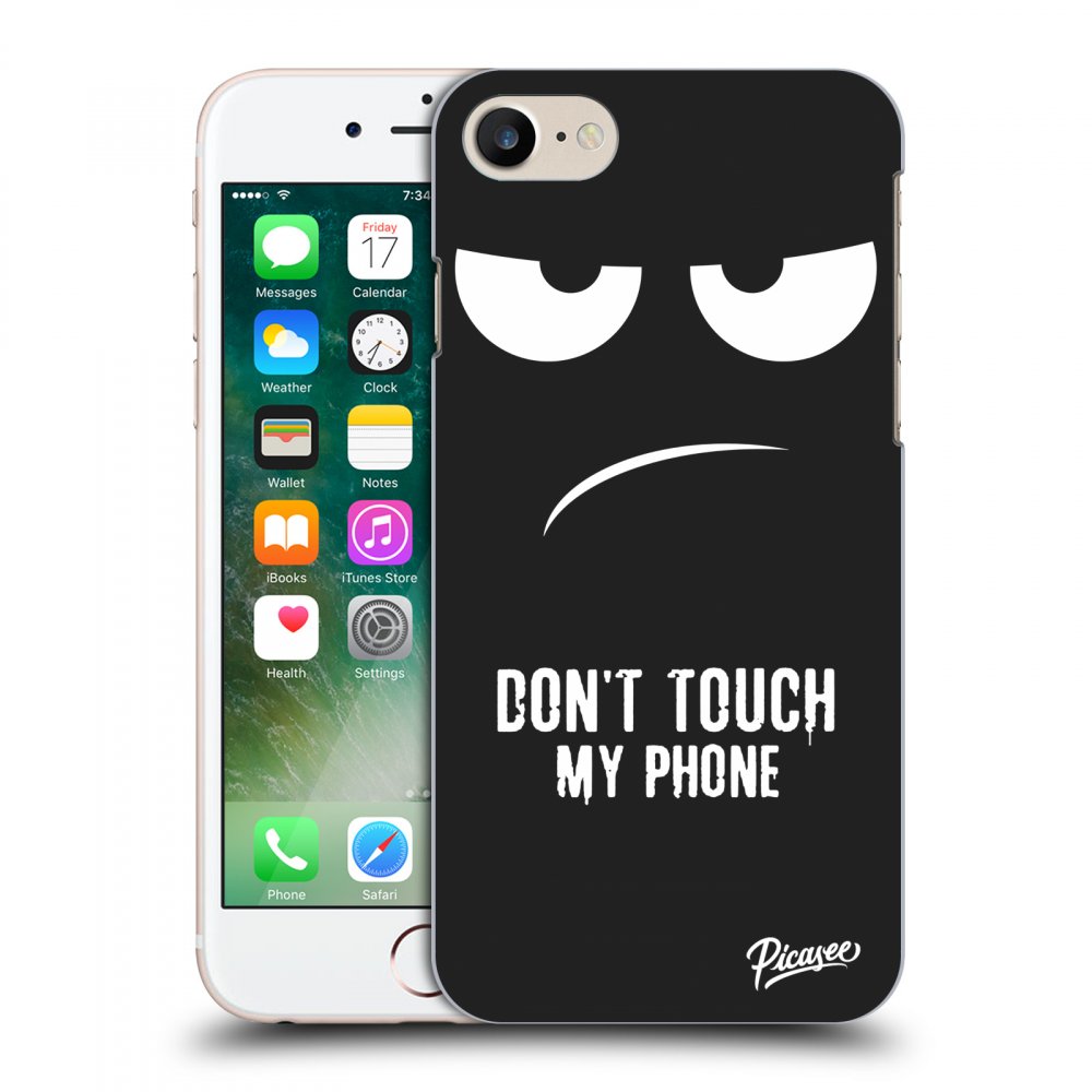 Picasee silikonowe czarne etui na Apple iPhone 8 - Don't Touch My Phone