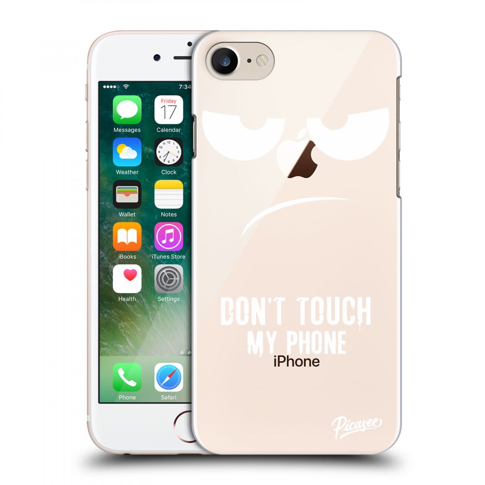 Picasee silikonowe przeźroczyste etui na Apple iPhone 8 - Don't Touch My Phone
