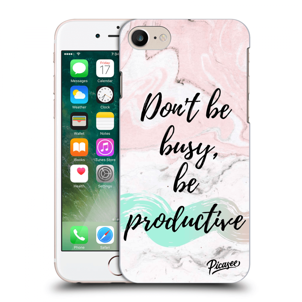 Picasee silikonowe czarne etui na Apple iPhone 8 - Don't be busy, be productive