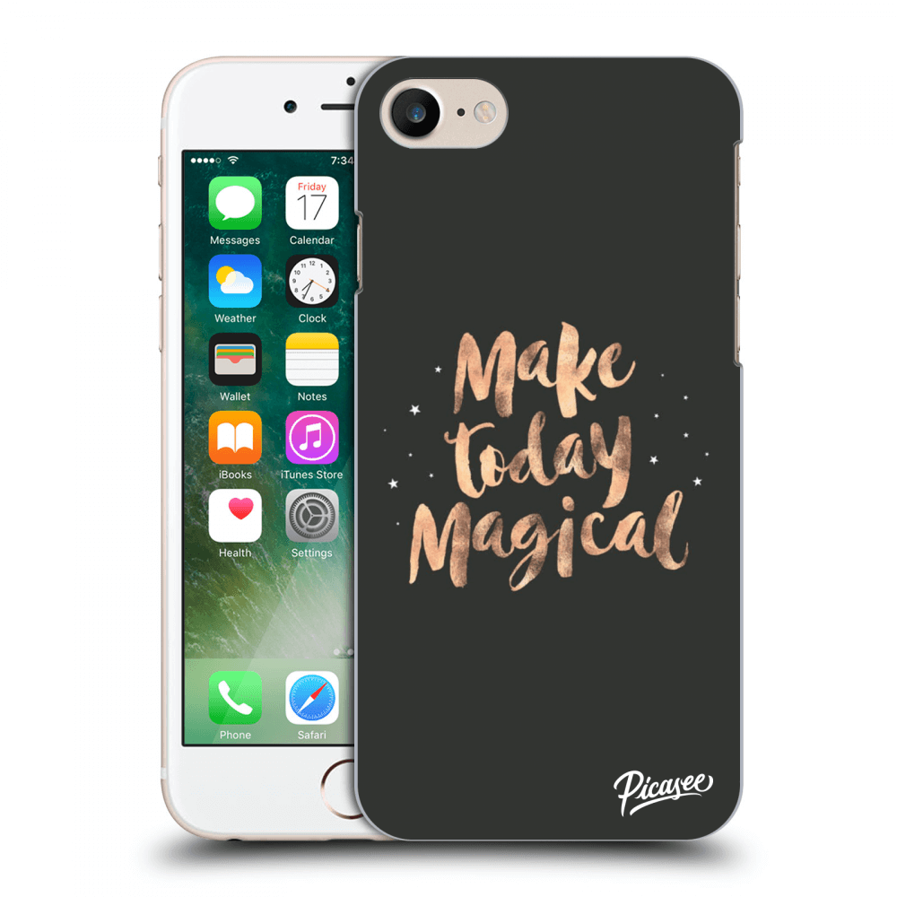 Picasee silikonowe czarne etui na Apple iPhone 8 - Make today Magical