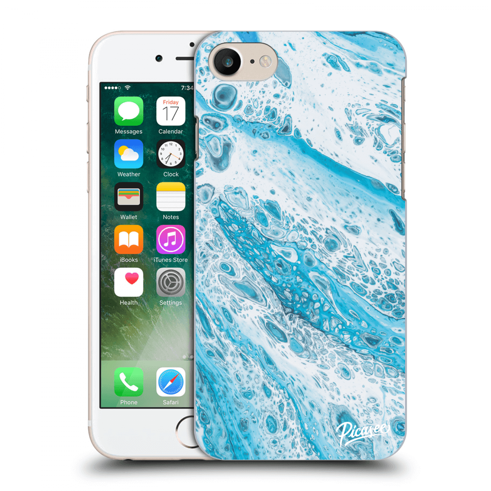 Picasee silikonowe czarne etui na Apple iPhone 8 - Blue liquid