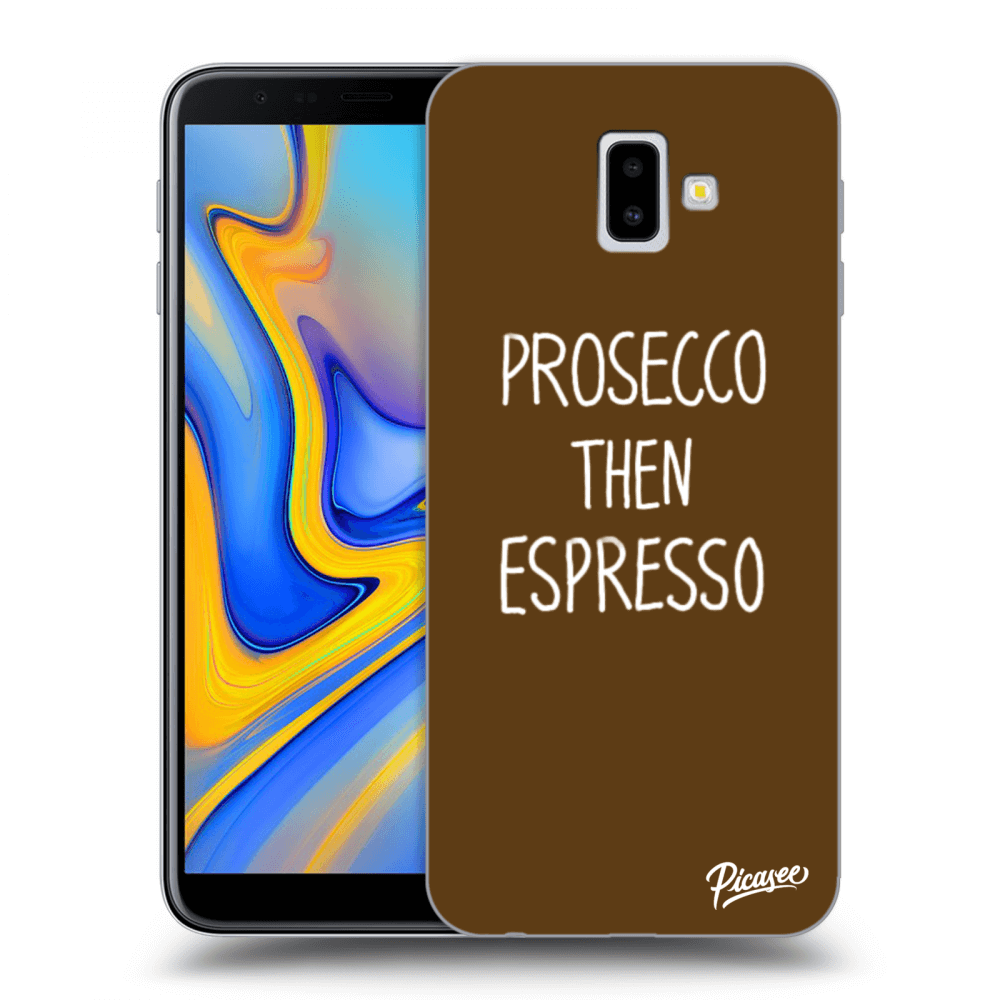 Picasee silikonowe przeźroczyste etui na Samsung Galaxy J6+ J610F - Prosecco then espresso