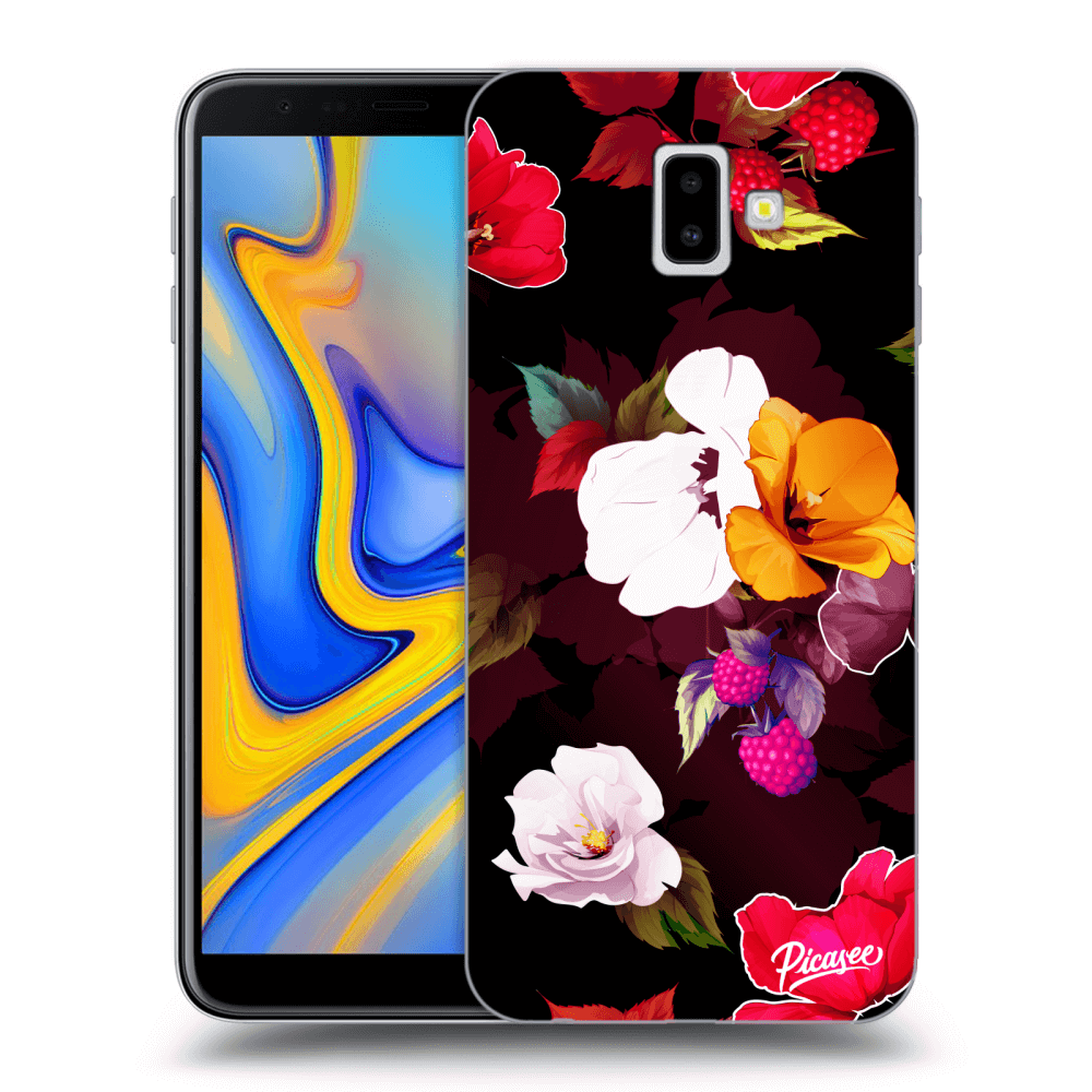 Picasee silikonowe przeźroczyste etui na Samsung Galaxy J6+ J610F - Flowers and Berries