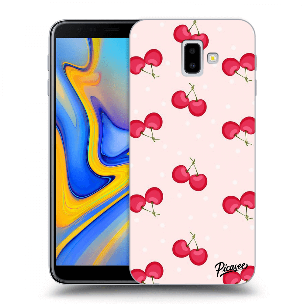 Picasee silikonowe przeźroczyste etui na Samsung Galaxy J6+ J610F - Cherries