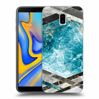Picasee silikonowe przeźroczyste etui na Samsung Galaxy J6+ J610F - Blue geometry