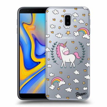 Picasee silikonowe przeźroczyste etui na Samsung Galaxy J6+ J610F - Unicorn star heaven