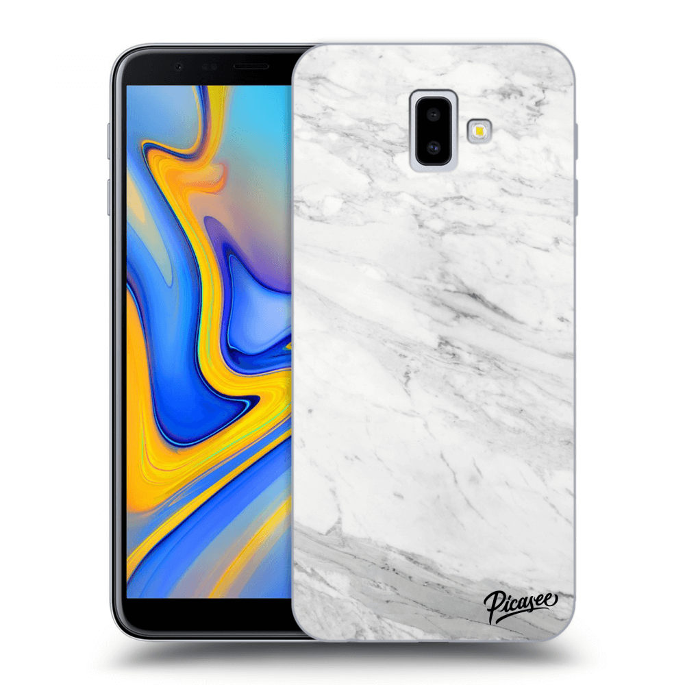 Picasee silikonowe przeźroczyste etui na Samsung Galaxy J6+ J610F - White marble