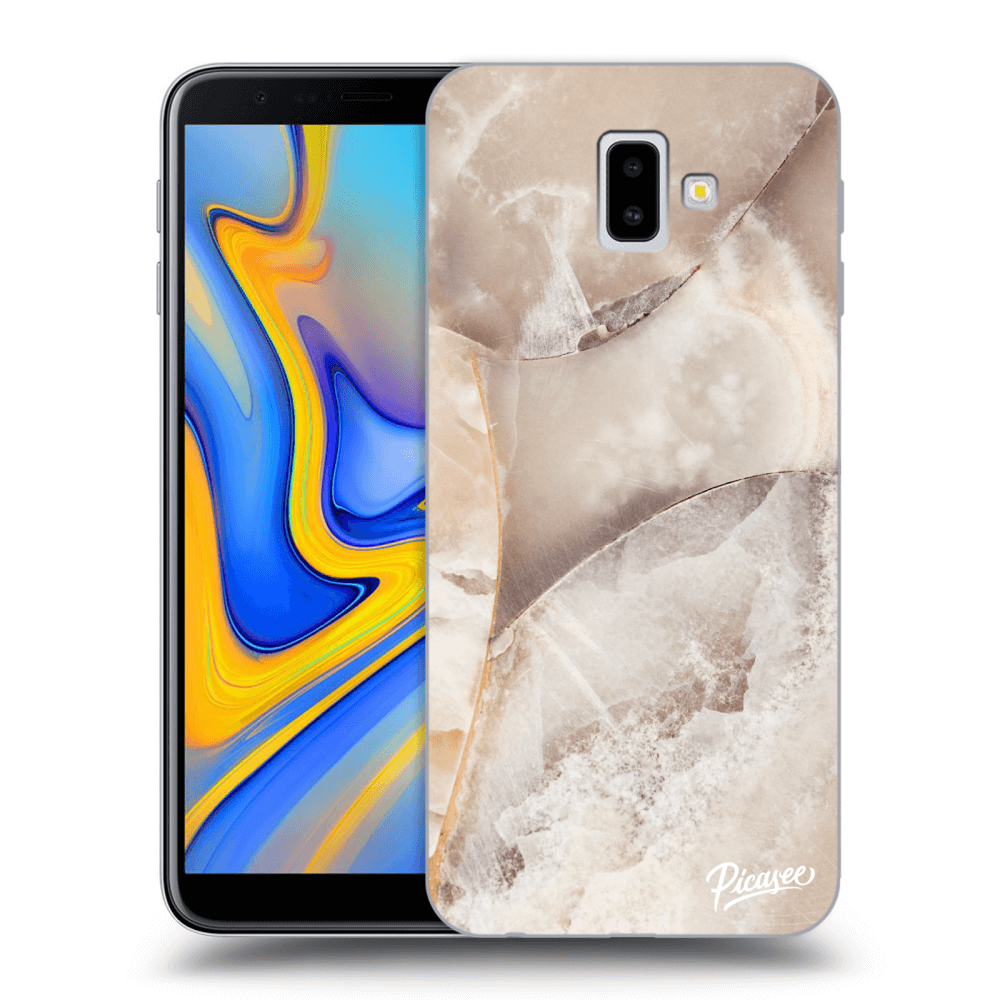 Picasee silikonowe przeźroczyste etui na Samsung Galaxy J6+ J610F - Cream marble