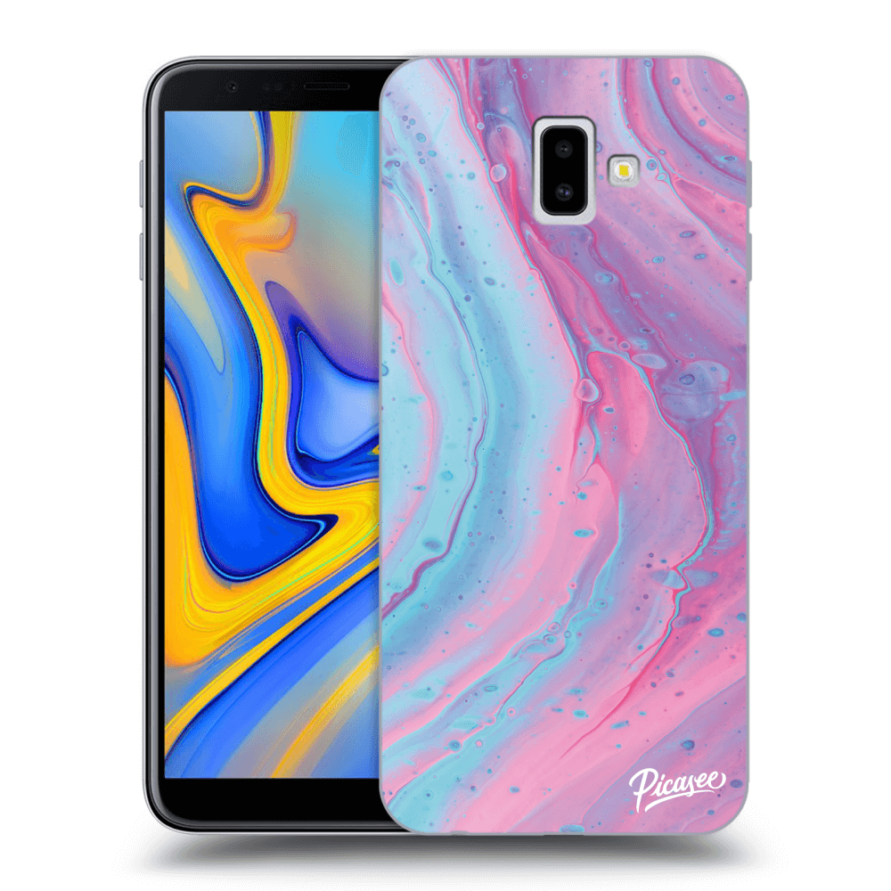 Picasee silikonowe przeźroczyste etui na Samsung Galaxy J6+ J610F - Pink liquid