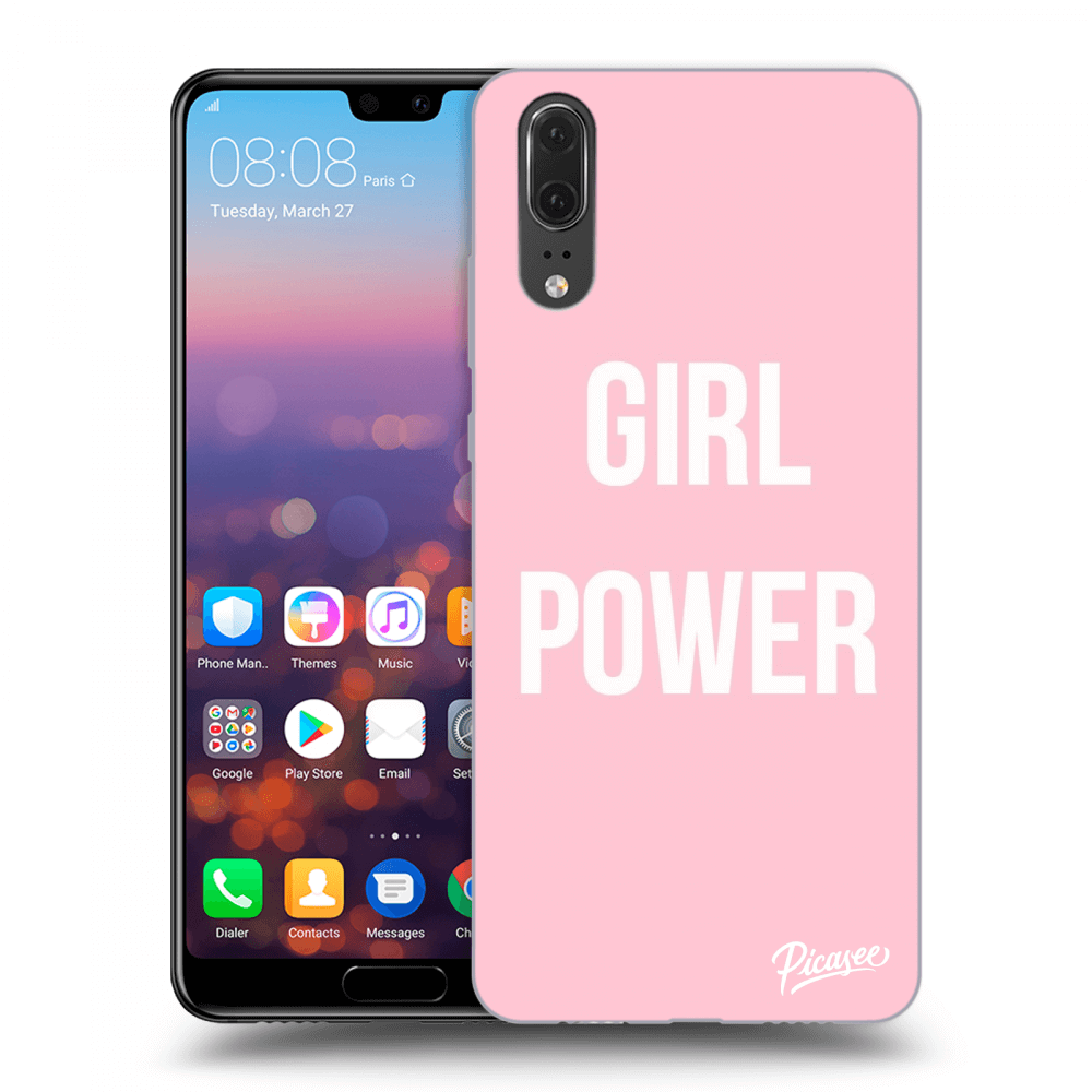 Picasee silikonowe czarne etui na Huawei P20 - Girl power