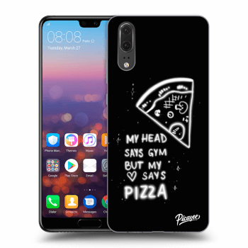 Picasee silikonowe czarne etui na Huawei P20 - Pizza