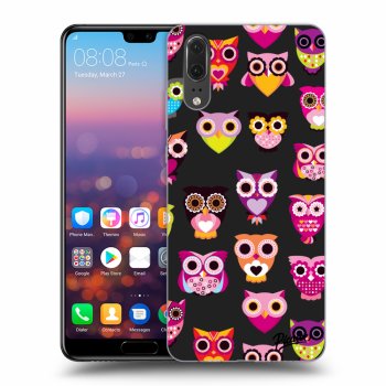 Picasee silikonowe czarne etui na Huawei P20 - Owls
