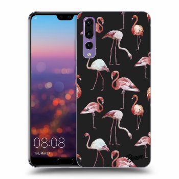 Picasee silikonowe czarne etui na Huawei P20 Pro - Flamingos