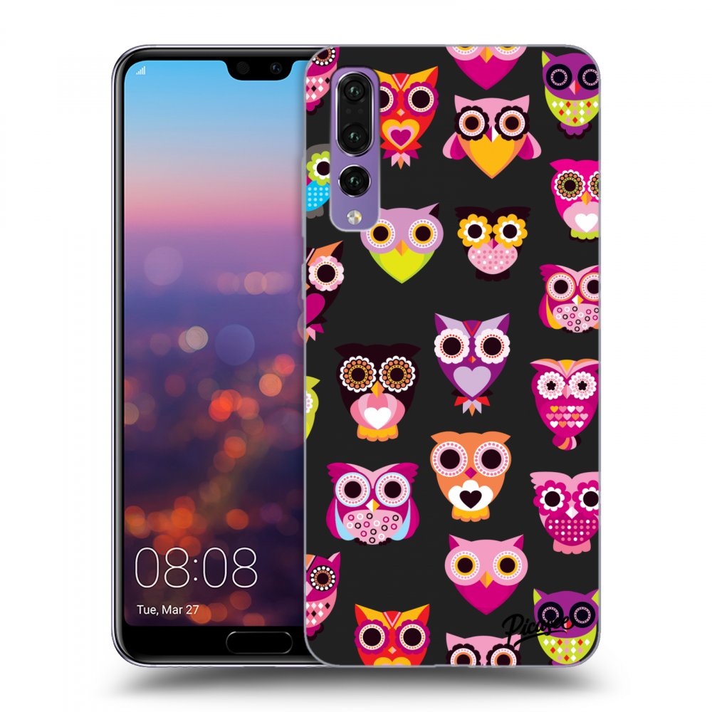 Picasee silikonowe czarne etui na Huawei P20 Pro - Owls