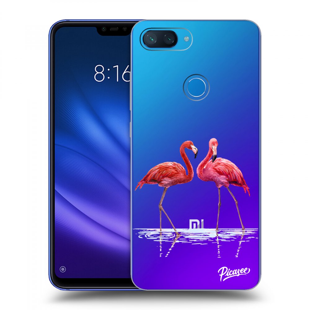 Picasee silikonowe przeźroczyste etui na Xiaomi Mi 8 Lite - Flamingos couple