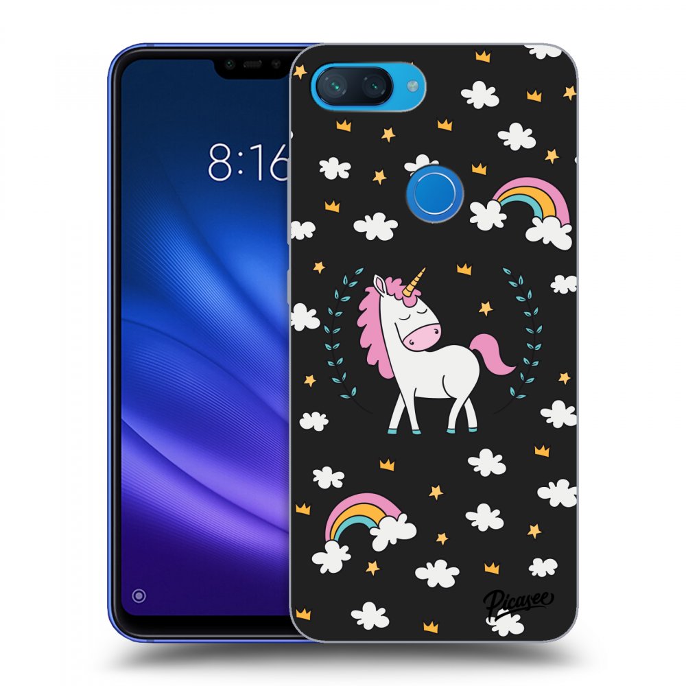 Picasee silikonowe czarne etui na Xiaomi Mi 8 Lite - Unicorn star heaven