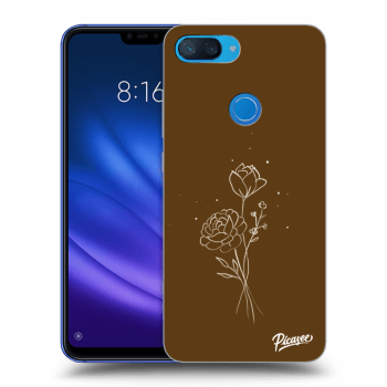 Picasee silikonowe czarne etui na Xiaomi Mi 8 Lite - Brown flowers