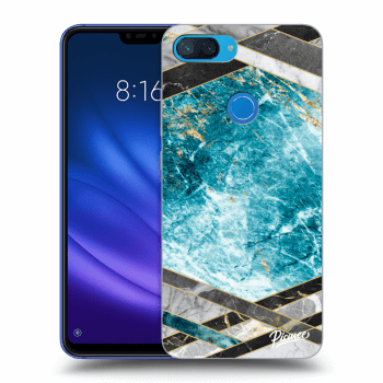 Picasee silikonowe czarne etui na Xiaomi Mi 8 Lite - Blue geometry