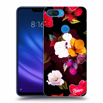 Picasee silikonowe czarne etui na Xiaomi Mi 8 Lite - Flowers and Berries