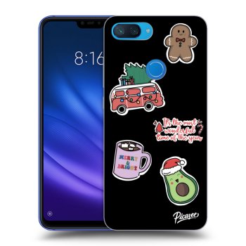 Picasee silikonowe czarne etui na Xiaomi Mi 8 Lite - Christmas Stickers