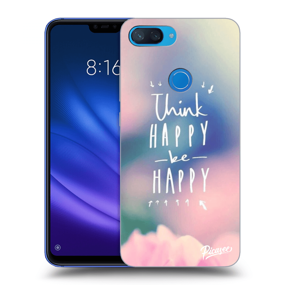 Picasee silikonowe przeźroczyste etui na Xiaomi Mi 8 Lite - Think happy be happy
