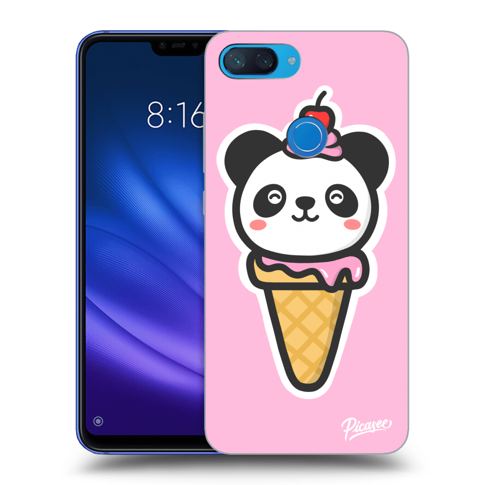 Picasee silikonowe czarne etui na Xiaomi Mi 8 Lite - Ice Cream Panda