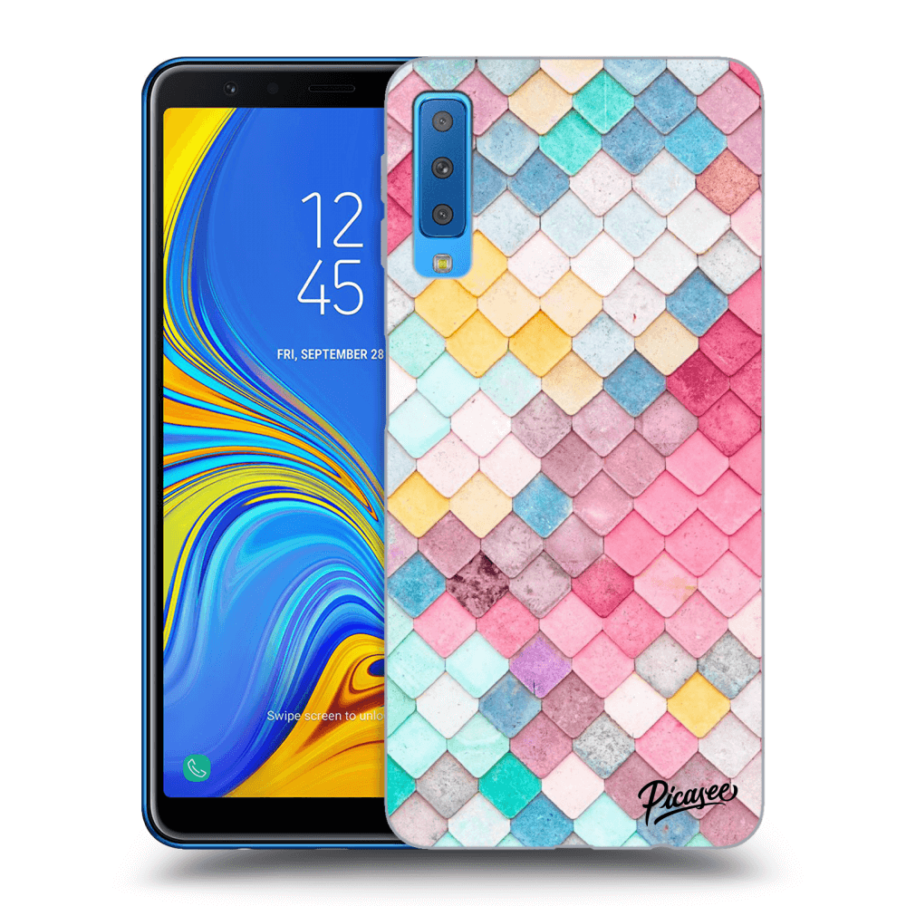 Picasee silikonowe przeźroczyste etui na Samsung Galaxy A7 2018 A750F - Colorful roof