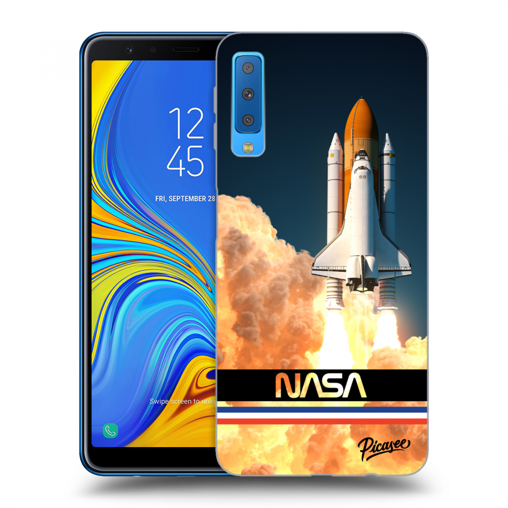 Picasee silikonowe czarne etui na Samsung Galaxy A7 2018 A750F - Space Shuttle