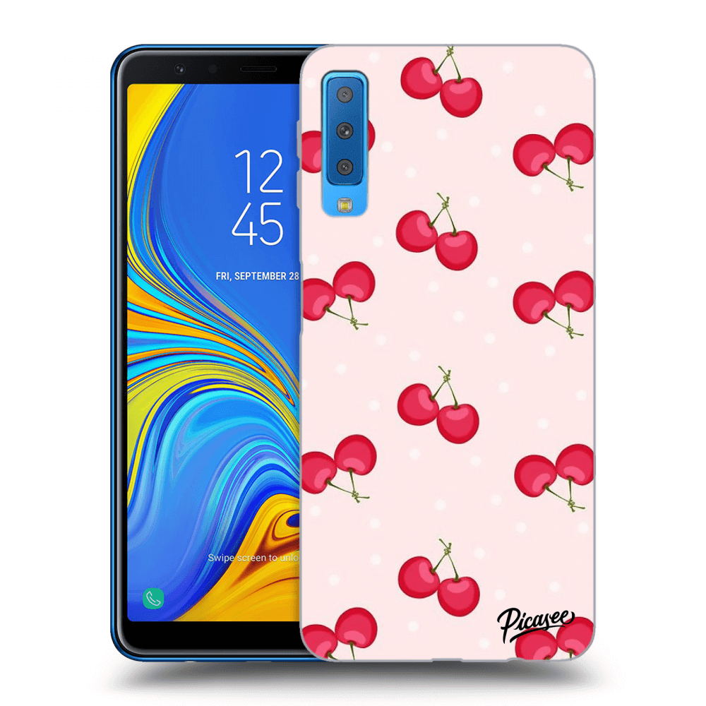 Picasee silikonowe przeźroczyste etui na Samsung Galaxy A7 2018 A750F - Cherries