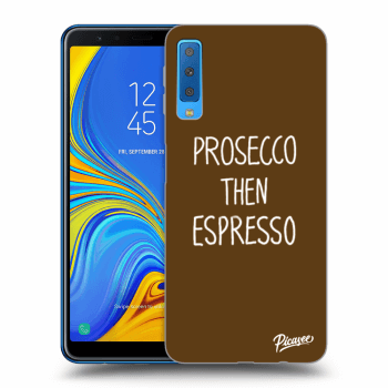 Picasee silikonowe czarne etui na Samsung Galaxy A7 2018 A750F - Prosecco then espresso