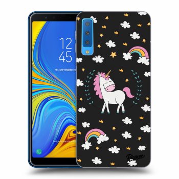 Picasee silikonowe czarne etui na Samsung Galaxy A7 2018 A750F - Unicorn star heaven