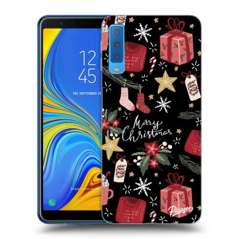 Picasee silikonowe czarne etui na Samsung Galaxy A7 2018 A750F - Christmas