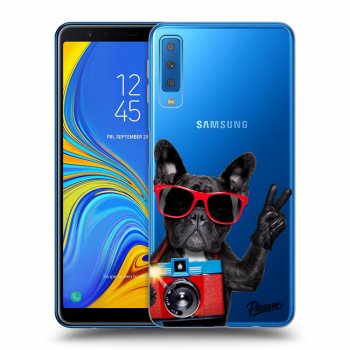 Picasee silikonowe przeźroczyste etui na Samsung Galaxy A7 2018 A750F - French Bulldog