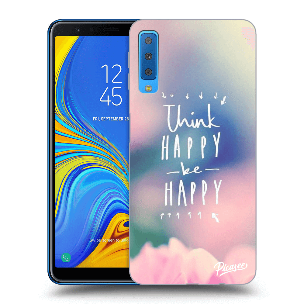 Picasee silikonowe przeźroczyste etui na Samsung Galaxy A7 2018 A750F - Think happy be happy
