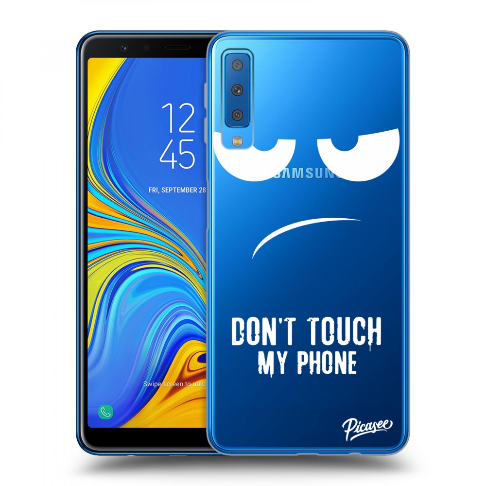 Picasee silikonowe przeźroczyste etui na Samsung Galaxy A7 2018 A750F - Don't Touch My Phone