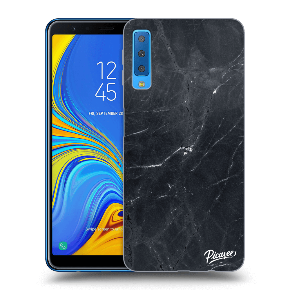 Picasee silikonowe przeźroczyste etui na Samsung Galaxy A7 2018 A750F - Black marble