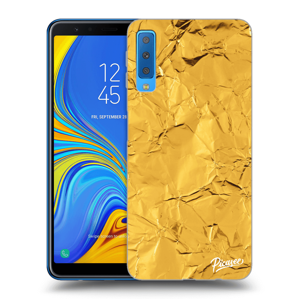 Picasee silikonowe przeźroczyste etui na Samsung Galaxy A7 2018 A750F - Gold